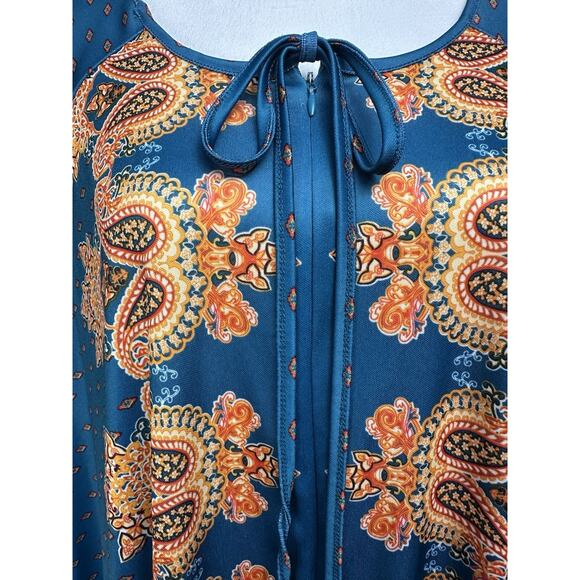 Only Necessities 18/20 Blue Zip Up Floral Paisley House Dress Muu Muu. - Picture 3 of 16